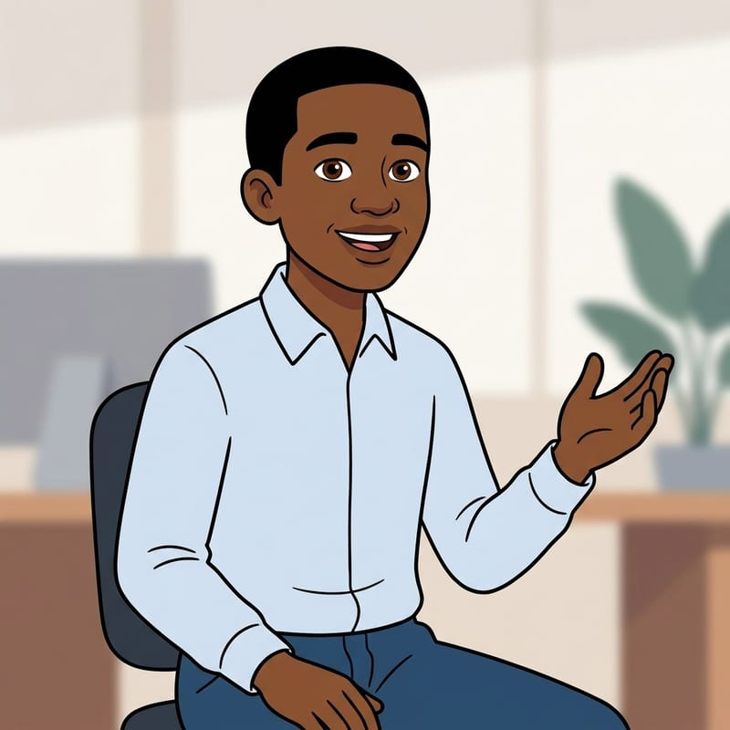 UThabo ephendula imibuzo ngokuzethemba enxoxweni yomsebenzi
